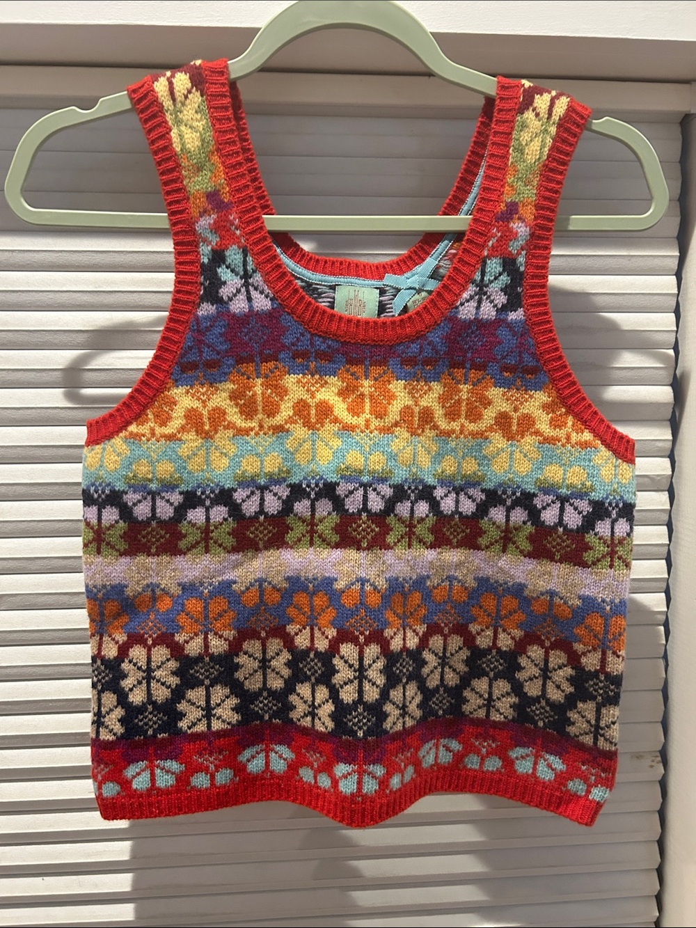 Anthropologie HWR Wool Fair Isle Sweater Vest S Cropped Knit Tank Angora Blend